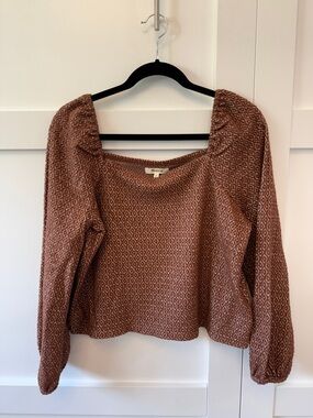 Madewell Jacquard Puff-Sleeve Crop Top